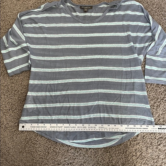 Tommy Bahama 100% linen striped blue dolman batwing 3/4 sleeve top size M - Picture 9 of 9